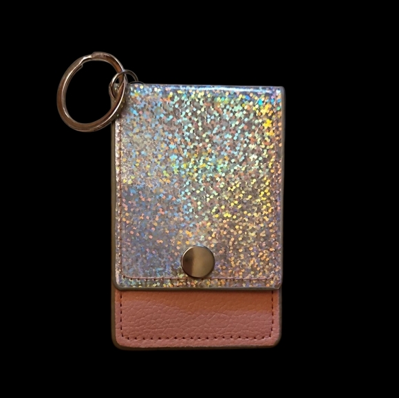 Holographic Glitter & Pink Card Holder Keychain - Picture 1 of 4